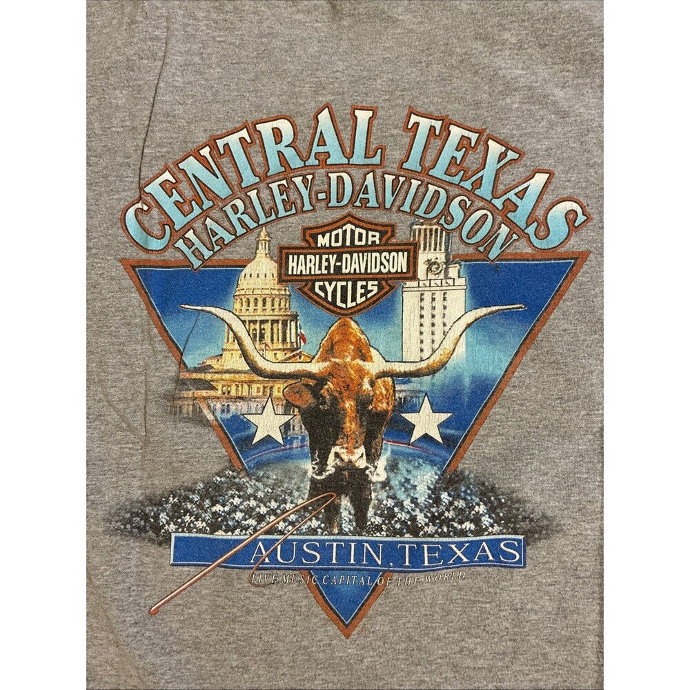 Harley Davidson Double Side T Shirt Mens Size Large Austin Central Texas Bevo